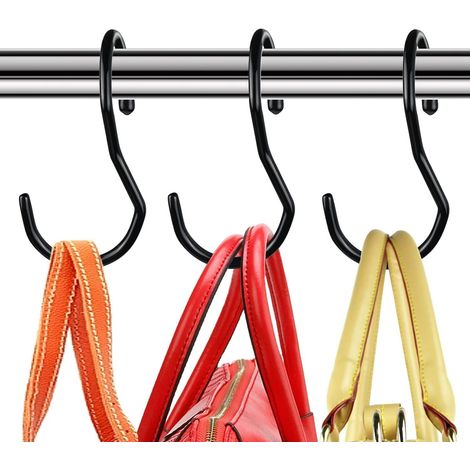 CCYKXA  8er-Set Handtaschenaufhänger für den Kleiderschrank, einzigartiges, gedrehtes Design, große Haken zum Aufhängen von Handtaschen, Gürteln und Schals – Schwarz