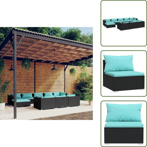 Cuscini da giardino - vidaXL Set Divani da Giardino 10 pz con Cuscini in Polyrattan Nero - Rattan PE