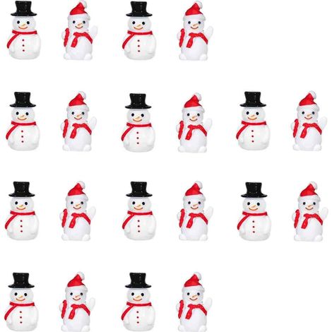 Figurine Bonhomme De Neige - Résine Noire Et Rouge - Décoration Intérieure Extérieure Noël - 20 Pièces (1/5)