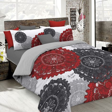 Italian Bed Linen Parure Copripiumino Stampa Digitale Ki-OSA, 100% Cotone, Multicolore (Kio623), Matrimoniale, 250 x 200 cm, 3 unità (1/4)
