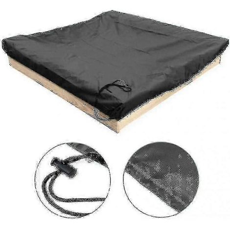 Bâche de bac à sable carrée avec cordon de serrage, résistante à la poussière, imperméable, pour bac à sable et piscine, 120 x 120 cm, noire
