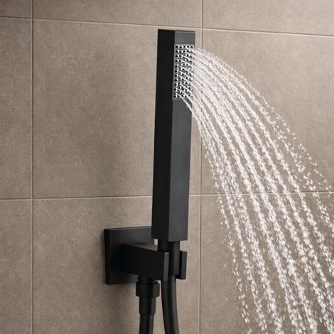 Set presa acqua e doccetta in ottone nero opaco quadro confezione 1 (1/5)