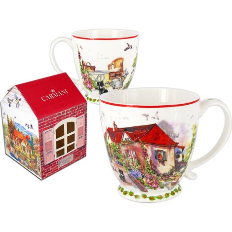 Tazza da caffè/tè in porcellana rossa, ideale come regalo artistico.
