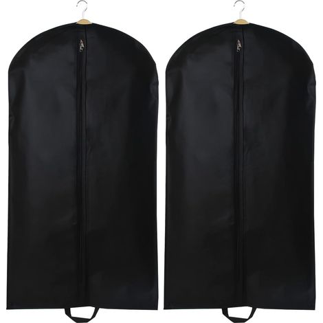 2 sac de costume, protège vêtement respirant suspendu, housse anti poussière pliable, sac de rangement pour vêtements avec fermeture éclair, Pour l'organisation de la garde robe et les voyages (noir) (1/4)