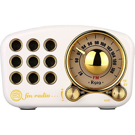 Retro Bluetooth Lautsprecher, Vintage Radio FM Radio mit Old Fashioned Classic Stil, starke Bass Verbesserung, laute Lautstärke, Bluetooth 4.2 Wireless Verbindung, TF Karte und MP3 Player (weiß)