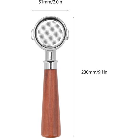 Ortviai Portafiltre Café Sans Fond 51 mm en Acier Inoxydable avec Poignée en Bois de Palissandre pour Machine Delonghi ECO310 (1/4)