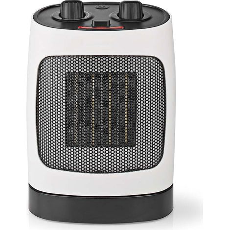 Termoventilatore in ceramica 2 livelli di riscaldamento, protezione surriscaldamento, resistenza elettrica, oscillante, plastica bianca, cavo 150 cm, LxAxP 20x29x14,5 cm, Nedis HTFA19WT (1/5)