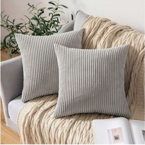 2PC Sofa 45x45cm Light Grey Velvet Cushion Cover Scandinavian Decor Square Pillowcase Home (1/5)