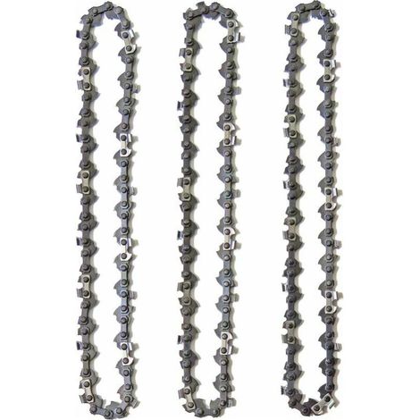 Lot de 3 chaînes d'élagueuse sur perche – Guide-chaîne 10'' (8'') – 48 maillons d'entraînement – Faible rebond pour tronçonneuses jusqu'à 42cc (1/4)