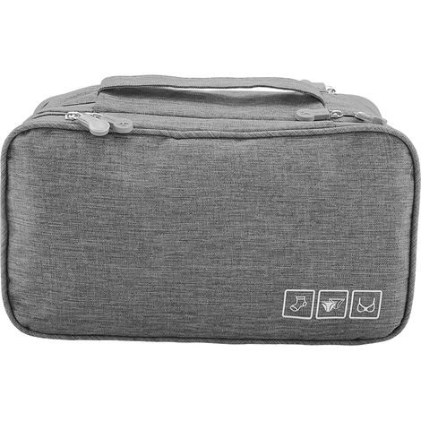 Organisateur de voyage portable étanche pour sous-vêtements, soutien-gorge et chaussettes, étui USB (gris) (1/5)