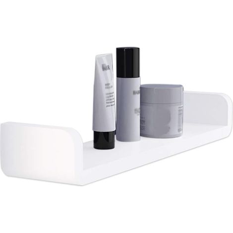 Plastique Blanc Wall Mount Étagères de salle de bain, ventouse Etagères murales Flottante en Forme de U Fournitures de Douche(Gros)