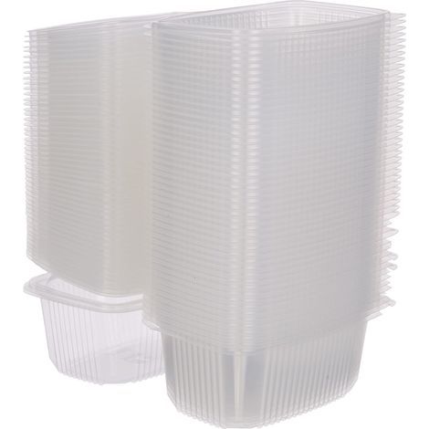 Packung mit 50 mikrowellengeeigneten 1000-ml-Behältern mit Klappdeckel, Polypropylen, transparent, 18,5 x 13,5 x 8,4 cm, lichtdurchlässig (1/5)