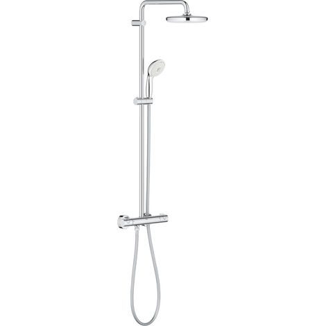 Grohe – Colonne de douche hydromassante TEMPESTA SYSTEM 210 – Mitigeur thermostatique avec inverseur – Douche de tête 390 mm – Débit 9,5 l/min