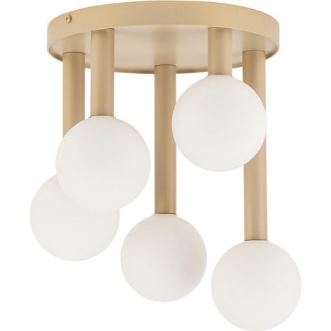 Plafonnier Perla moderne doré 5 globes opale G9 12W (1/2)