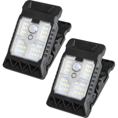 Lampes à Pince solaires éclairage extérieur Mini Spots LED solaires avec Pince pour Balcon, Jardin, Camping, terrasse étanches, Rechargeables, sans Fil, détection Automatique (1/5)