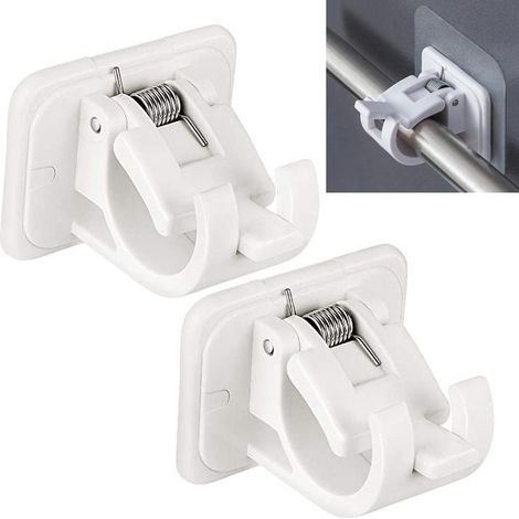 Filiyano-Lot de 2 supports de tringle à rideaux autocollants blancs (1/5)