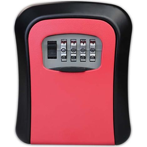 Coffre-fort à clés mural 4 chiffres réinitialisable étanche sécurisé pour maison hôtel école bureau intérieur ou extérieur – 2 pcs Rouge (1/5)