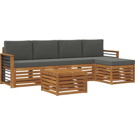 Conjunto de sofás de exterior 6 pcs Natural y Antracita vidaXL