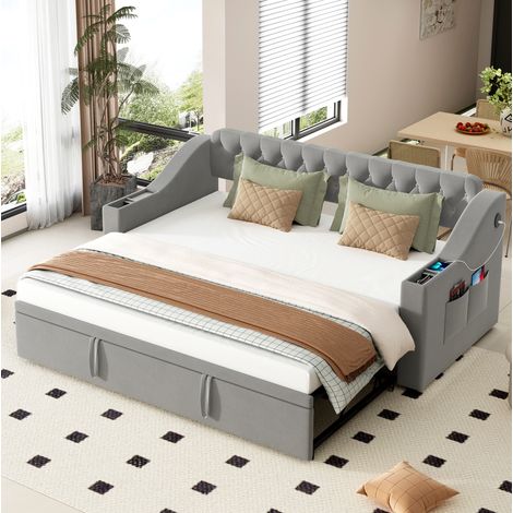 Divano letto estraibile con USB e contenitore OKMYHOME (1/5)
