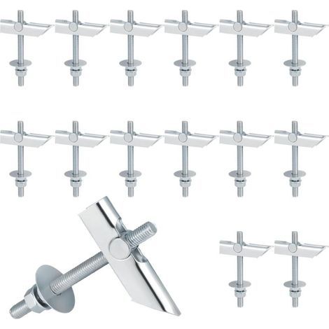15 Jeux de Cheville a Bascule, M6 x 100mm Suspente Placo Robuste, Cheville Placo Charge Lourde en Acier au Carbone,Cheville Parpaing Creux pour les Plafonds et les Plaques de Plâtre (1/5)