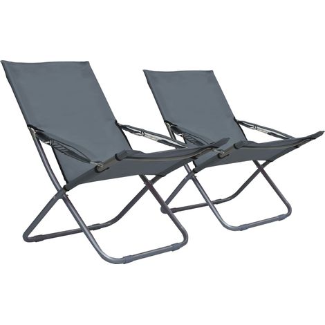 Klappbare Strandstühle 2 Stk. Stoff Grau