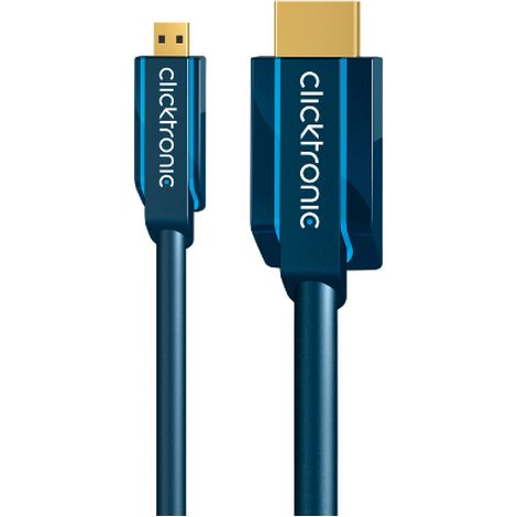 Clicktronic Cable certificado HDMI a HDMI Micro Ultra alta velocidad/Ethernet Full HD / 4K 30Hz /Para PlayStation/eARC/HDR dinámico/VRR / 3D Dolby visión/XBOX, Home Cinema / 5M