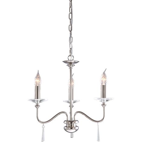 Lampadario lampada sospensione plafoniera acciaio vetro nichel D 55 cm luce sala da pranzo (1/5)