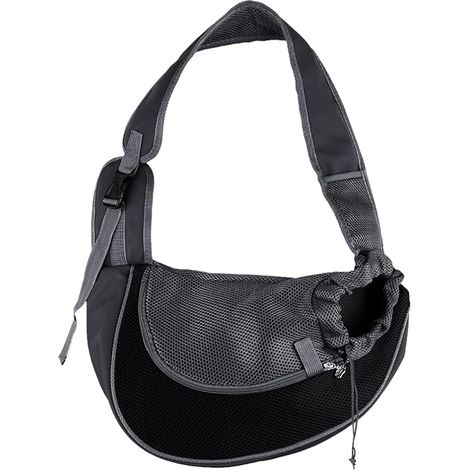 Adjustable Shoulder Bag for Dogs, Cats, Small Dogs, Portable Shoulder Strap for Pets for Outdoors, Travel, Walking (Black) (1/5)