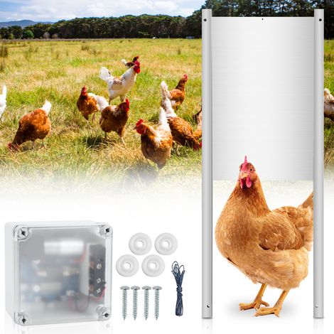 SWANEW Porta automatica per pollaio 2in1, serratura elettrica in alluminio per pollame con timer e sensore di luce (1/5)