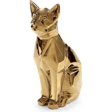 STATUA DECORATIVA GATTO 17X12X28 CM IN COLORE ORO (1/5)