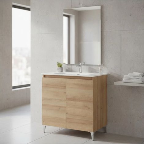 mobile bagno da appoggio "revital" rovere, 80x46x86 cm (1/2)