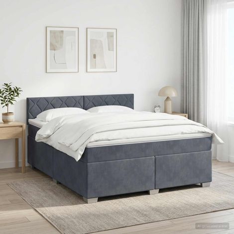 Cama box spring con colchón Gris oscuro 140 x 200 cm Terciopelo (1/5)