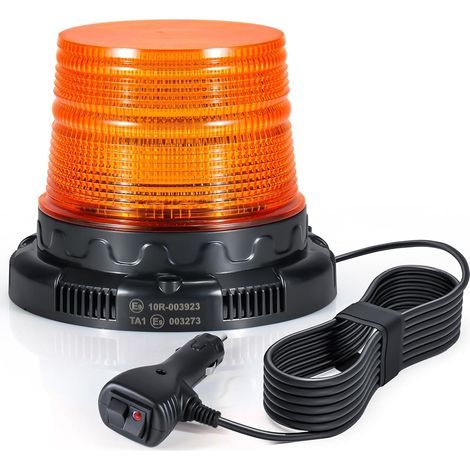 AnTom Gyrophare LED 12V 24V Jaune avec Fonction d'Alerte Vocale, Lumière d'Avertissement, Câble de 3 Mètres et Double Interrupteur pour Camion, Tracteur, SUV, Voiture de Golf, Véhicules d'Urgence (1/5)