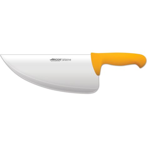 Cuchillo de Pescadero Arcos Colour - Prof  297000  de acero inoxidable Nitrum y mango ergonómico de Polipropileno de color amarillo y hoja de 2 cm, y 29 mm de espesor en estuche