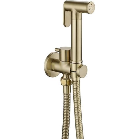 Kit Douchette wc Doré Brossé Pulvérisateur de Toilette pour Bidet Mural Laiton Douchette à Main Bidet Haute Pression Kit de Pulvérisateur de Bidet à Main pour l'hygiène Personnelle (Brushed Gold) (1/4)