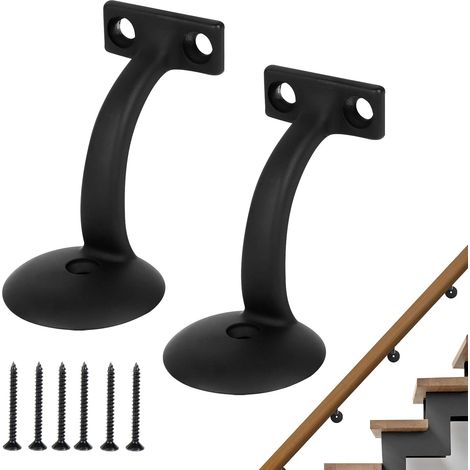 Support de Main Courante, Support de Rampe Escalier en Acier Inoxydable, Supports de Fixation Mural pour Rampe d'escalier en Bois et Métallique, Intérieure Et ExtéRieure, Noir (1/5)