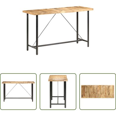 Chaise de bar en bois - Table de bar 180x70x107 cm Bois de manguier brut (1/5)