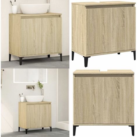 Meuble d'évier chêne sonoma 58x33x60 cm bois d'ingénierie - Meubles De Salle De Bain - Meuble Vasque - Armoire Lavabo - Rangement Salle De Bain - Meuble Sous Évier - Home & Living