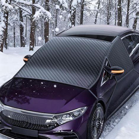 Winter Car Windshield Cover with 9 Magnets 6 Straps 6 Hooks Car Windscreen Cover Anti-Frost UV Snow for SUV/Car Tarpaulin Winter Protection Windshield Frost Screen Protector (1/5)