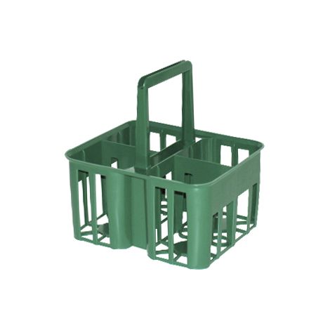 Cestello in plastica portabottiglie / bottiglioni a 4 posti - Verde - Mobil Plastic