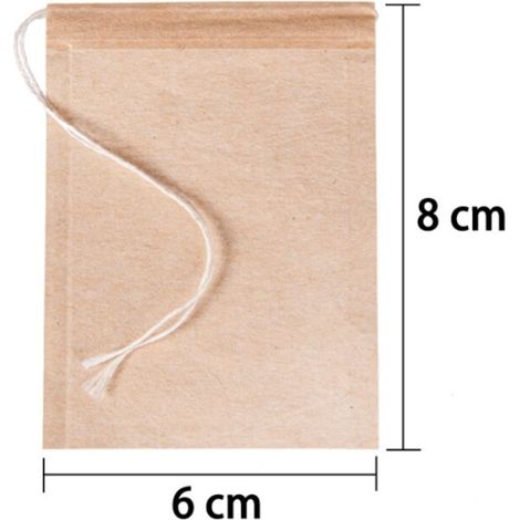 Lot de 200 sachets à thé jetables avec cordon de serrage, sachets de thé pour thé en vrac (6 x 8 cm) (1/4)