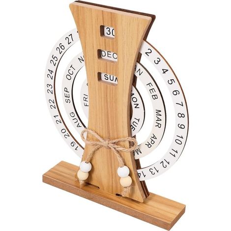 Calendrier En Bois Élégant Accessoire De Bureau Calendrier En Bois Calendrier Perpétuel Décoratif En Bois (1/5)