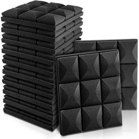 Panneau Acoustique - Mousse Polyuréthane 30 X 30 Cm - Pour Studio D'enregistrement Bureau Cinéma Maison - 12 Pièces (1/4)