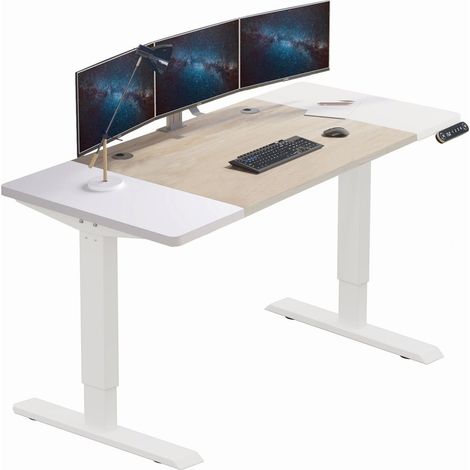 Bureau assis debout réglable en hauteur électrique 160x76cm – Structure en acier – Capacité 80kg – Moteur silencieux 50dB