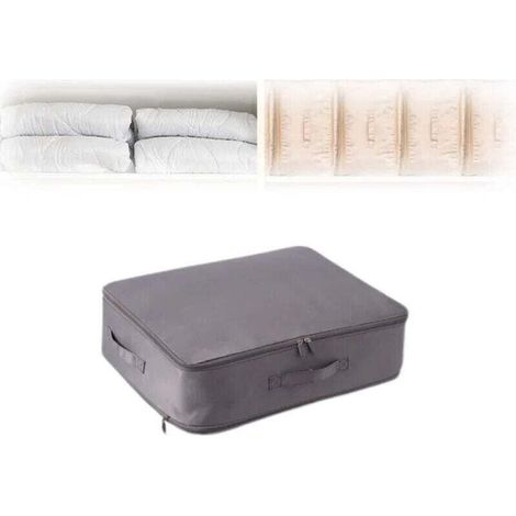 (Gris) Organiseur auto-compresseur ultra-compact, sacs d'emballage de compression, sacs de rangement pour vêtements, couvertures, sous vide, idéal pour appareils mobiles (1/4)