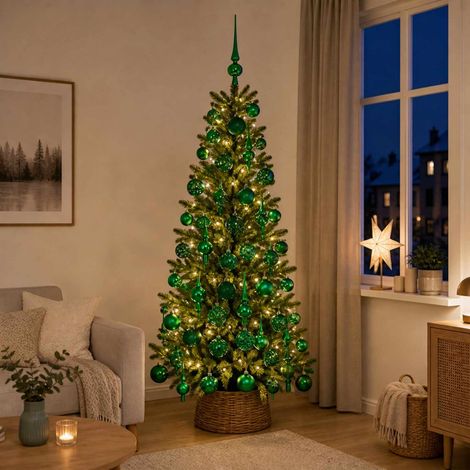 vidaXL Set di Palle di Natale 61 pz Verde Diam. 6 cm Plastica 150 LED (1/5)