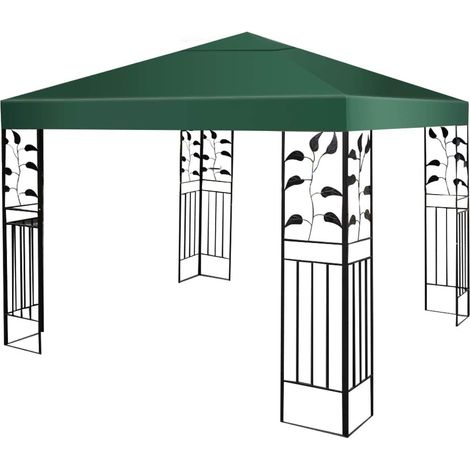 COSTWAY Toile de Toit de Rechange en Polyester Impérméable de Jardin pour Pavillon Tonnelle Tente, 3 x 3 M (Vert foncé) (1/5)