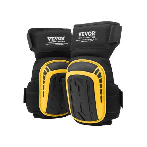 Rodilleras para Trabajo de Construcción Extendidas con 2 Correas de Extensión, Rodilleras de Gel de Espuma Antideslizantes para Jardinería, Pisos, Techos, Limpieza, Negro y Amarillo (1/5)