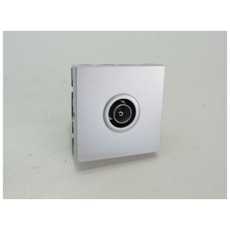 Prise TV simple couleur alu connectique mâle Ø 9.52mm 2M 45x45mm Prog Mosaic LEGRAND 079292 (1/4)
