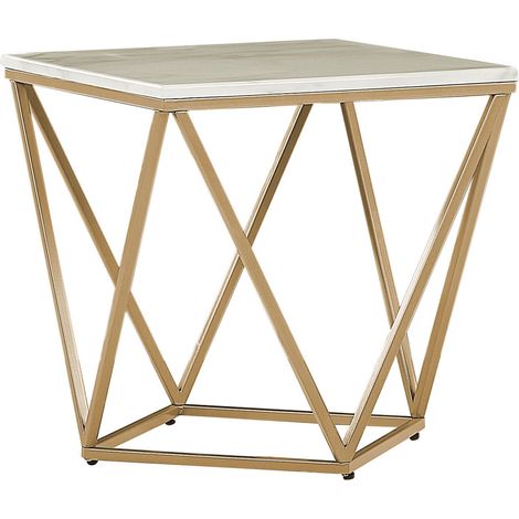 Tavolino beige dorato 50 x 50 cm MDF effetto marmo Malibu